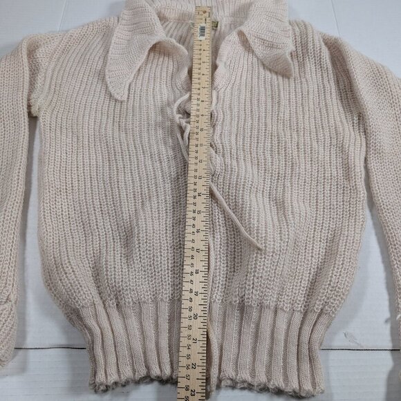 Vintage Sweater made Italy mohair blend size medium sweater cream color Lazarus - Picture 2 of 7